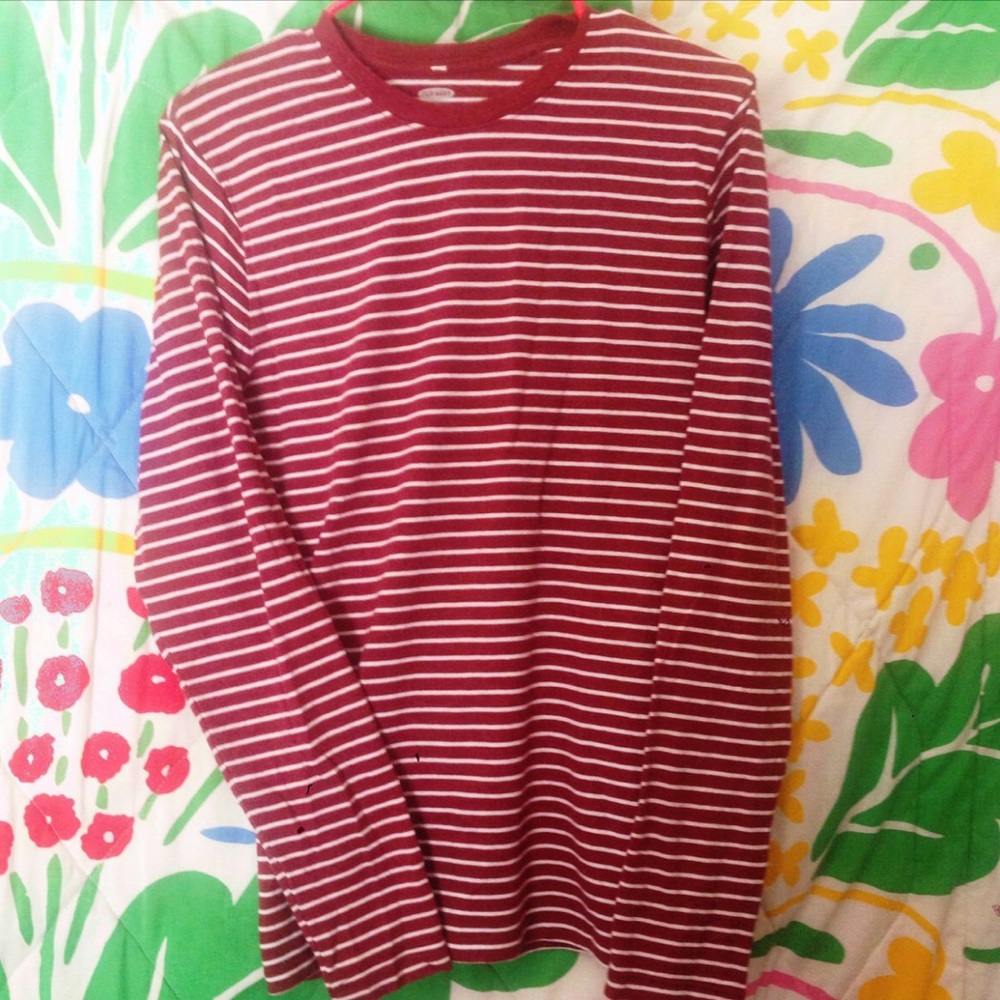 Red & white striped long sleeve shirt